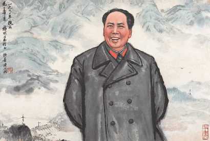 刘樊善 朱修立 1970年作 毛泽东画像 横幅